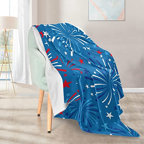 susiyo Patriotic Blue Fireworks Throw Blanket 50x60 inch Soft Lightweight Decor Sofa Couch Blanket