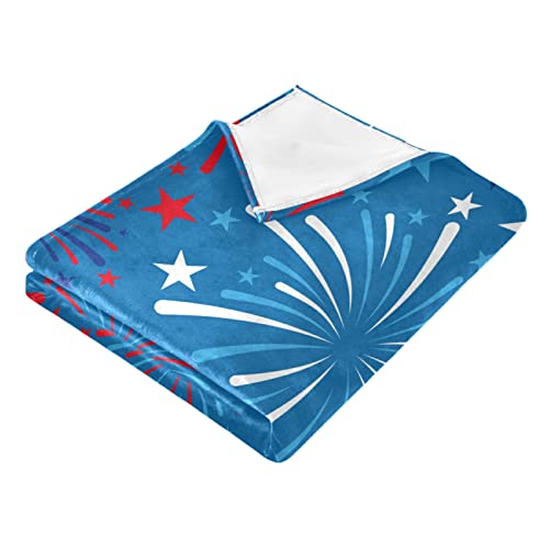 susiyo Patriotic Blue Fireworks Throw Blanket 50x60 inch Soft Lightweight Decor Sofa Couch Blanket