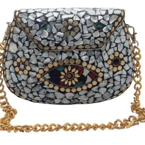 Trend Overseas Ethnic Indian Handmade Sea Shell Stone Chip Bag