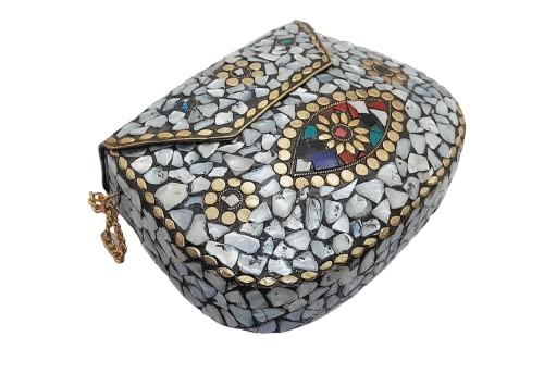 Trend Overseas Ethnic Indian Handmade Sea Shell Stone Chip Bag