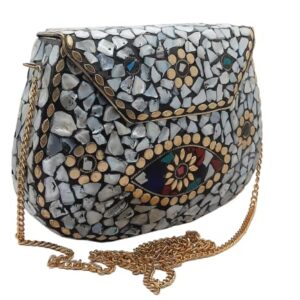 Trend Overseas Ethnic Indian Handmade Sea Shell Stone Chip Bag