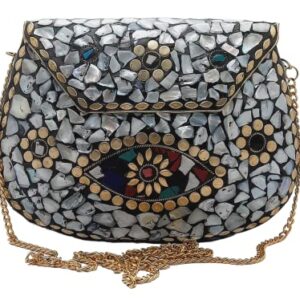 Trend Overseas Ethnic Indian Handmade Sea Shell Stone Chip Bag