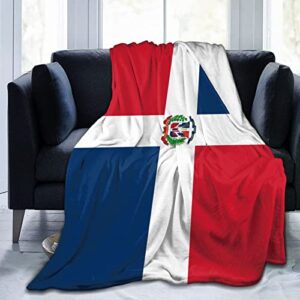 flag of the dominican republic blanket printed flannel throw blanket 50″x40″ anti-pilling blanket bed sofa living room bedroom