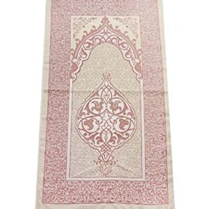 Muslim Prayer Rug and Prayer Beads with Elegant Gift Box | Janamaz | Sajadah | Soft Islamic Prayer Rug | Islamic Gifts Set | Prayer Carpet Mat, Taffeta Fabric, Pink