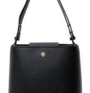 Tory Burch Emerson Womens Saffiano Leather Bucket Bag (Black)