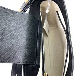 Tory Burch Emerson Womens Saffiano Leather Bucket Bag (Black)