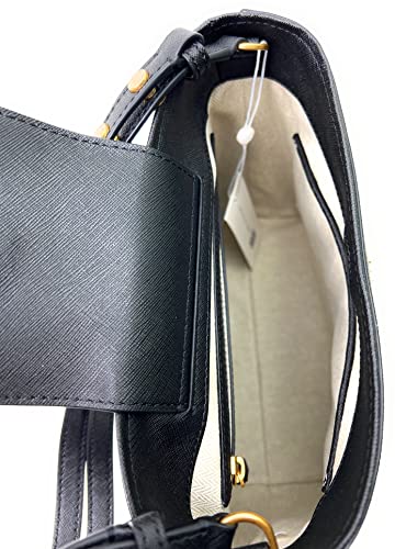 Tory Burch Emerson Womens Saffiano Leather Bucket Bag (Black)