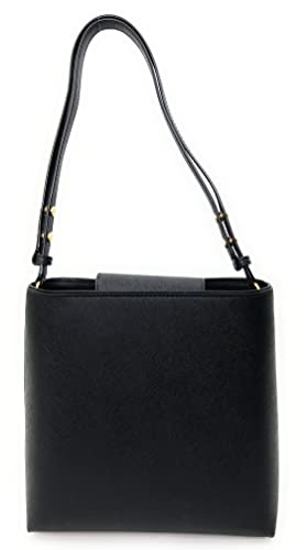 Tory Burch Emerson Womens Saffiano Leather Bucket Bag (Black)