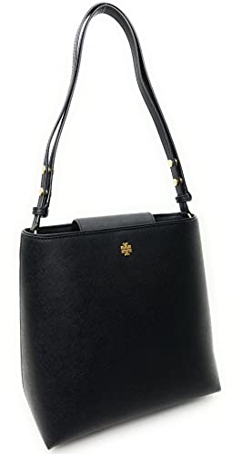 Tory Burch Emerson Womens Saffiano Leather Bucket Bag (Black)