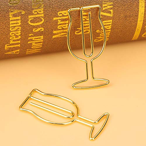 10pcs Gold Paper Clips, Electroplating Metal Goblet Shaped Paper Clip Funny Stationery Bookmark Marking Clip Works as Paper Clips, File Clips, Bookmarks