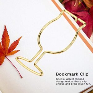 10pcs Gold Paper Clips, Electroplating Metal Goblet Shaped Paper Clip Funny Stationery Bookmark Marking Clip Works as Paper Clips, File Clips, Bookmarks