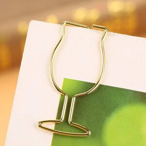 10pcs Gold Paper Clips, Electroplating Metal Goblet Shaped Paper Clip Funny Stationery Bookmark Marking Clip Works as Paper Clips, File Clips, Bookmarks