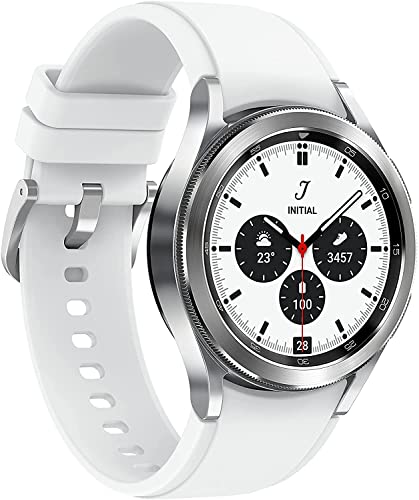 SAMSUNG Galaxy Watch 4 Classic 42mm Smartwatch with ECG Monitor Tracker for Health, Fitness, Running, Sleep Cycles, GPS Fall Detection, LTE, US Version, Silver