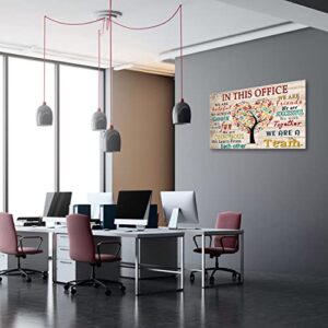 WHAOMIOT In This Office We Are A Team Inspirational Wall Art Positive Modern Decor Poster Canvas Print 24x16 Inch Frame Ready To Hang, Framed 24×16 Inch