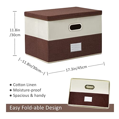 KIART Large Storage Bins with Lid, Decorative Storage Box 17 x 11.8 x 11.8 inch Clothes Organizer Basket for Home Bedroom Shelf Closet Office Car (Brown)