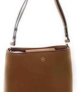 Tory Burch Emerson Womens Saffiano Leather Bucket Bag (Moose)