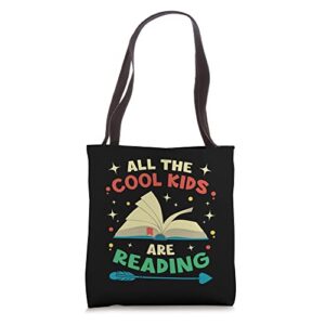 all the cool kids are reading vintage book son daughter tote bag