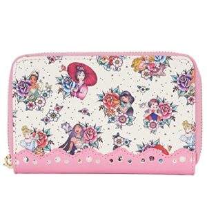 Loungefly Disney Princess Tattoo Zip Around Wallet Disney Princess One Size