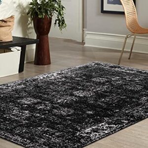 Rugs.com Monte Carlo Collection Rug – 5' x 8' Black Medium Rug Perfect for Living Rooms, Large Dining Rooms, 5 x 8 Feet