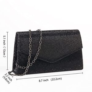 GEGELE Women's Sparkly Evening Bags Glitter Rhinestone Clutch Purse for Party Prom Wedding (Black)