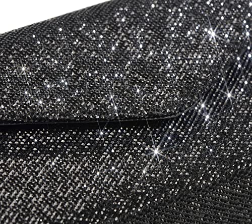 GEGELE Women's Sparkly Evening Bags Glitter Rhinestone Clutch Purse for Party Prom Wedding (Black)