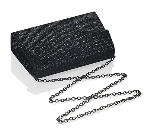 GEGELE Women's Sparkly Evening Bags Glitter Rhinestone Clutch Purse for Party Prom Wedding (Black)