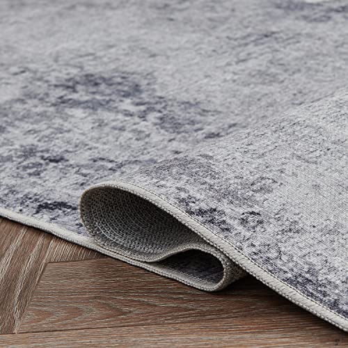 jinchan Area Rug 4x6 Indoor Modern Abstract Rug Grey Accent Rug Kitchen Gray Carpet Foldable Thin Rug Non Slip Contemporary Floor Cover for Living Room Bedroom Dining Room