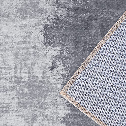 jinchan Area Rug 4x6 Indoor Modern Abstract Rug Grey Accent Rug Kitchen Gray Carpet Foldable Thin Rug Non Slip Contemporary Floor Cover for Living Room Bedroom Dining Room