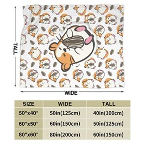 Cute Hamster Fleece Throw Blanket Lightweight Soft Cozy Plush Blanket for Couch Bed Sofa Travelling Camping for Kids Adults Gifts