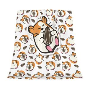 Cute Hamster Fleece Throw Blanket Lightweight Soft Cozy Plush Blanket for Couch Bed Sofa Travelling Camping for Kids Adults Gifts