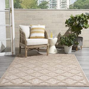 nourison easy care moroccan natural beige 5′ x 7′ area -rug, trellis, easy -cleaning, non shedding, bed room, living room, dining room, backyard, deck, patio (5×7)