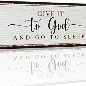 Tailored Canvases Christian Wall Art Decor - Religious Bible Verses Sign for Gifts, Home, Living Room & Bedroom - Inspirational Scripture Quotes Signs Family Faith - Give it to God and Go to Sleep, 60x20in