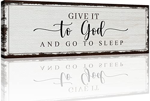 Tailored Canvases Christian Wall Art Decor - Religious Bible Verses Sign for Gifts, Home, Living Room & Bedroom - Inspirational Scripture Quotes Signs Family Faith - Give it to God and Go to Sleep, 60x20in