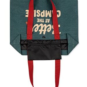 Camco Life is Better at The Campsite Tote Bag | Perfect for Groceries, Shopping or as a Purse | Gray/Blue Tote Bag with Red Retro Stars & Large, Tan Life is Better at The Campsite Text (53481)