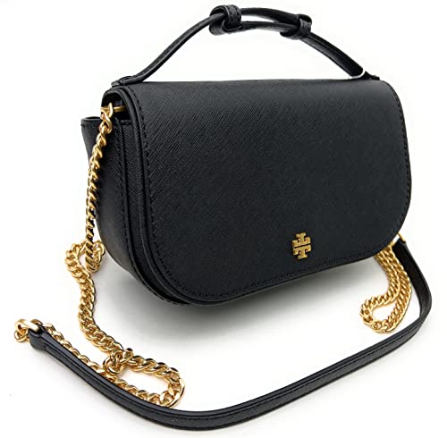 Tory Burch Emerson Top Handle Women's Saffiano Leather Crossbody Bag (Black)