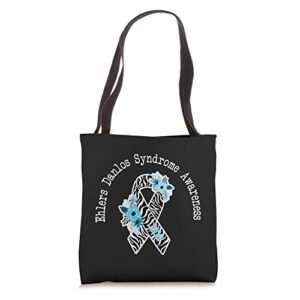 ehlers danlos syndrome awareness eds zibra ribbon rainbow tote bag