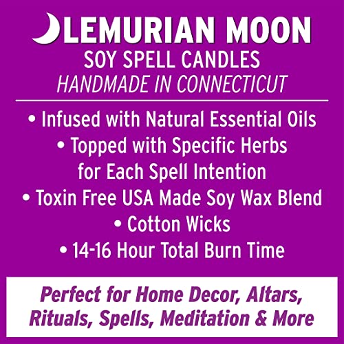 Banish & Protect Black Spell Candle | Patchouli Infused, Topped with Angelica Root | Lemurian Moon Soy Candle for Spells & Rituals