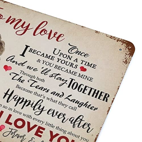 VIOFLOW Vintage Metal Tin Sign Carl and Ellie to My Love Once Upon A Time I Became Yours I Love You Valentine's Day Sign Funny Novelty Kitchen Bar Garage Home Decor Wall Art Tin Signs 8X12 Inches