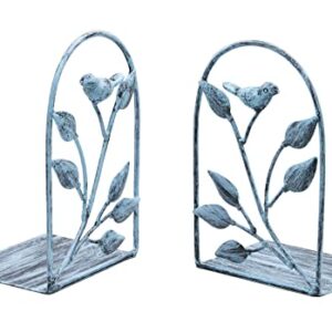 OwlGift Book Ends Cast Iron Bird Design Rustic Bookends for Shelves, Non-Skid Bookend, Heavy Duty Metal Book Stopper for Books/CDs, Decorative Book Shelf for Home - Turquoise