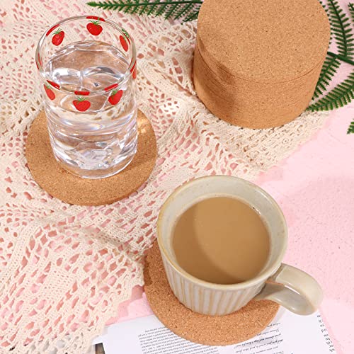 80 Pcs Cork Coaster for Drink Absorbent 4 Inches Tea or Coffee Coaster Set Round Heat Resistant Bar Coasters Reusable Table Blank Coasters Gifts for Cold Drinks Wine Glass Cup Mug Plant Office Home