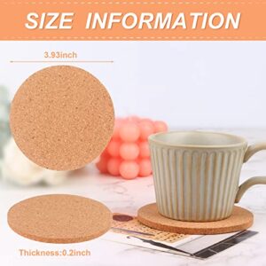 80 Pcs Cork Coaster for Drink Absorbent 4 Inches Tea or Coffee Coaster Set Round Heat Resistant Bar Coasters Reusable Table Blank Coasters Gifts for Cold Drinks Wine Glass Cup Mug Plant Office Home