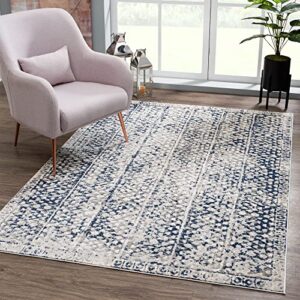 bloom rugs troya gray/blue 5×7 rug – modern abstract area rug for living room, bedroom, dining room, and kitchen – exact size: 5′ x 7’5″