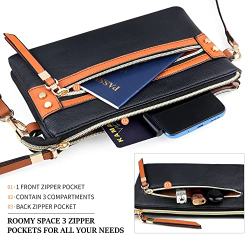 ACNFS Crossbody Bag Shoulder bags for Women, Small Handbag Leather Wristlet Clutch Cellphone Wallet with 2 Detachable Straps