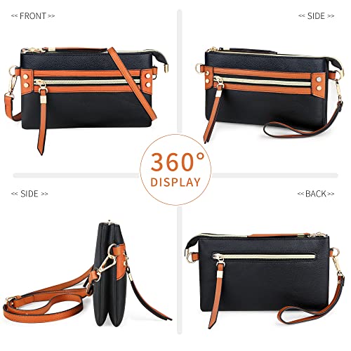 ACNFS Crossbody Bag Shoulder bags for Women, Small Handbag Leather Wristlet Clutch Cellphone Wallet with 2 Detachable Straps