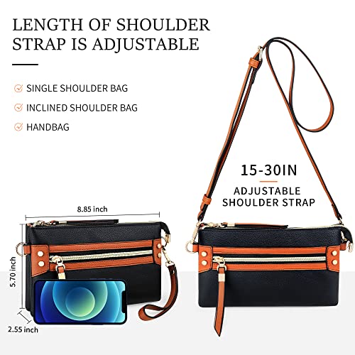 ACNFS Crossbody Bag Shoulder bags for Women, Small Handbag Leather Wristlet Clutch Cellphone Wallet with 2 Detachable Straps