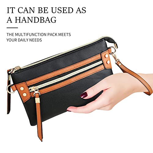 ACNFS Crossbody Bag Shoulder bags for Women, Small Handbag Leather Wristlet Clutch Cellphone Wallet with 2 Detachable Straps