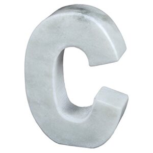 creative home natural marble stone letter c bookends paper weight office shelf organizer table top decorative piece, 4″ w x 5.9″ h, 1.5″ d, off-white (color may vary)