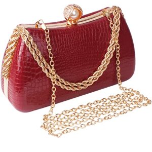 xuson women evening purses clutch bags formal party clutches wedding purses cocktail prom handbags (wine red)