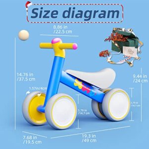 XJD Baby Balance Bikes Bicycle Baby Toys for 1 Year Old Boy Girl 10 Month -24 Months Toddler Bike Infant No Pedal 4 Wheels First Bike or Birthday Gift Children Walker (Blue Yellow, Upgrade)