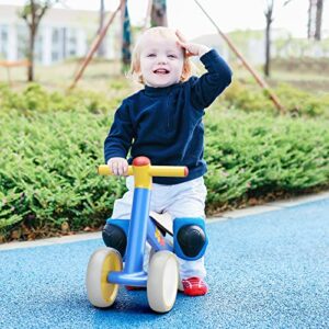 XJD Baby Balance Bikes Bicycle Baby Toys for 1 Year Old Boy Girl 10 Month -24 Months Toddler Bike Infant No Pedal 4 Wheels First Bike or Birthday Gift Children Walker (Blue Yellow, Upgrade)